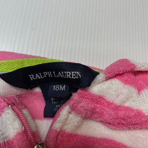 Girls Ralph Lauren, striped terry casual hooded dress, light mark lower skirt, FUC, size 1-2, L: 44cm