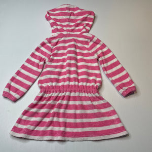 Girls Ralph Lauren, striped terry casual hooded dress, light mark lower skirt, FUC, size 1-2, L: 44cm