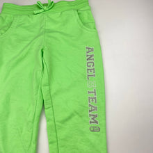 Load image into Gallery viewer, Girls green, lightweight track pants, elasticated, Inside leg: 41.5cm, no labels, GUC, size 4,  