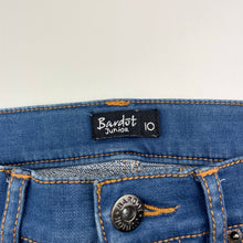 Load image into Gallery viewer, Girls Bardot Junior, blue stretch denim jeggings, adjustable, Inside leg: 66cm, FUC, size 10,  