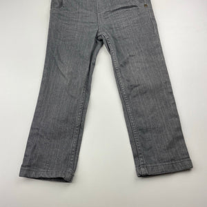 Boys H&T, grey stretch denim jeans, adjustable, Inside leg: 36.m, GUC, size 3,  