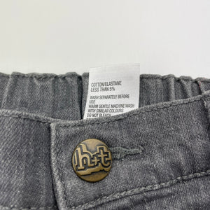 Boys H&T, grey stretch denim jeans, adjustable, Inside leg: 36.m, GUC, size 3,  