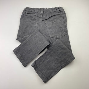 Boys H&T, grey stretch denim jeans, adjustable, Inside leg: 36.m, GUC, size 3,  