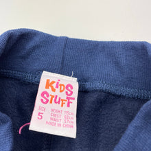 Load image into Gallery viewer, Girls Kids Stuff, navy fleece lined track pants, Inside leg: 46cm, FUC, size 5,  