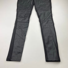 Load image into Gallery viewer, Girls Eve's Sister, faux leather panel pants, elasticated, Inside leg: 64.5cm, EUC, size 12,  