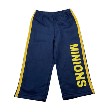unisex Minions, navy fleece lined track pants, Inside leg: 29.5cm, EUC, size 2,  