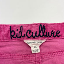 Load image into Gallery viewer, Girls Pumpkin Patch, pink stretch corduroy pants, adjustable, Inside leg: 71cm, FUC, size 12,  