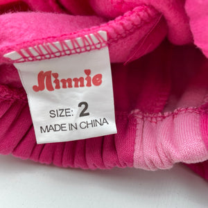 Girls Minnie, fleece lined track pants, elasticated, Inside leg: 31cm, EUC, size 2,  