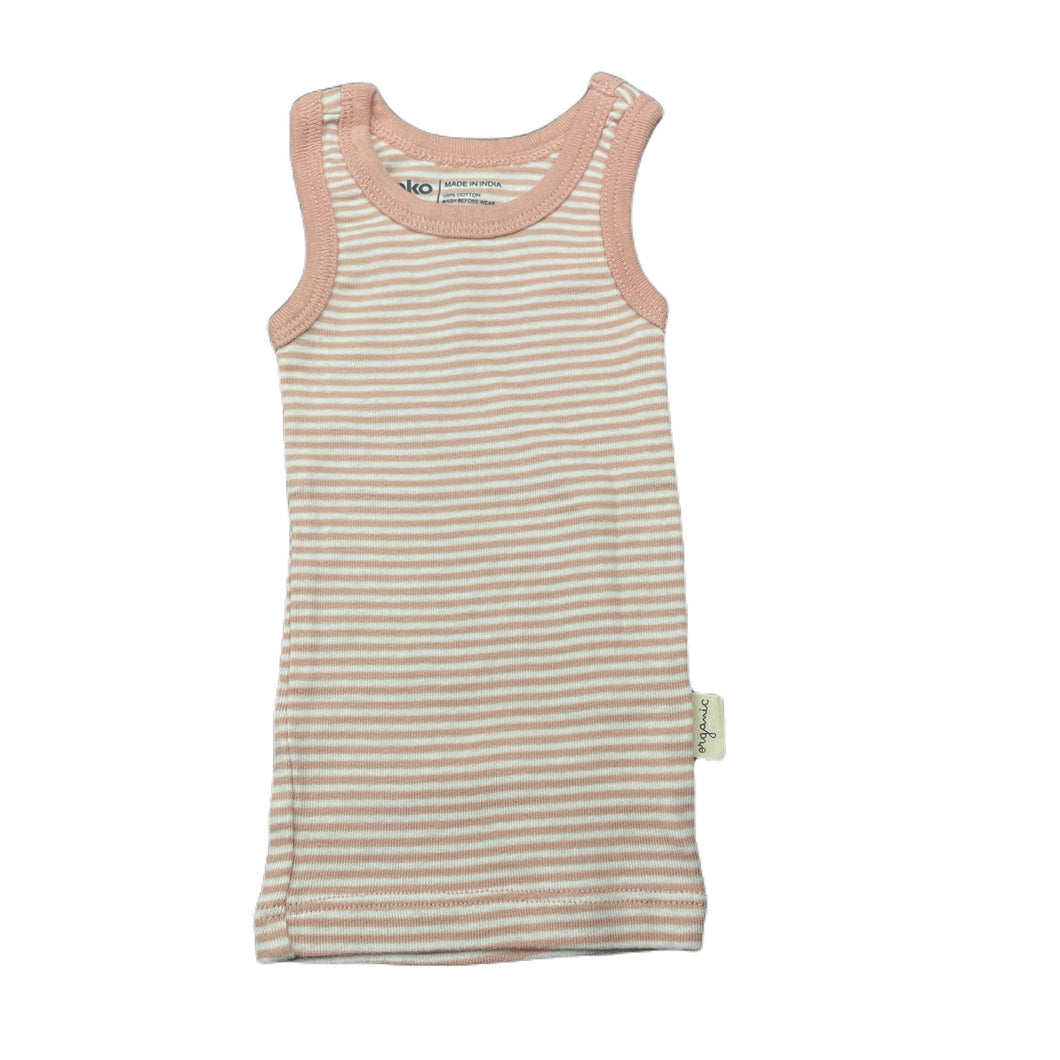 Girls Anko, pink stripe organic cotton singlet top, EUC, size 0000,  