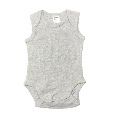 unisex Anko, grey ribbed bodysuit / romper, EUC, size 000,  