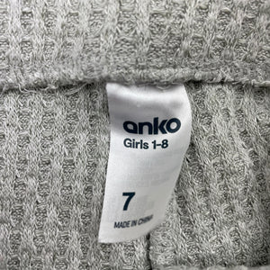 Girls Anko, grey lightweight pants, elasticated, Inside leg: 43cm, GUC, size 7,  