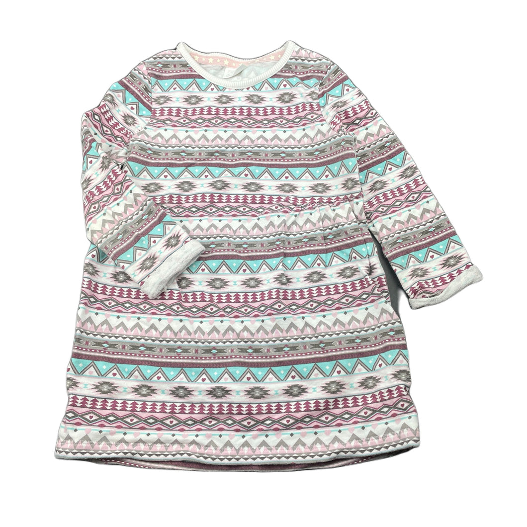 Girls F&F, cotton long sleeve casual dress, GUC, size 2-3, L: 45cm