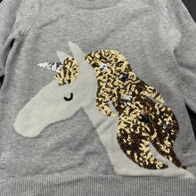 Load image into Gallery viewer, Girls Seed, cotton sweater / jumper, sequin unicorn, EUC, size 2,  