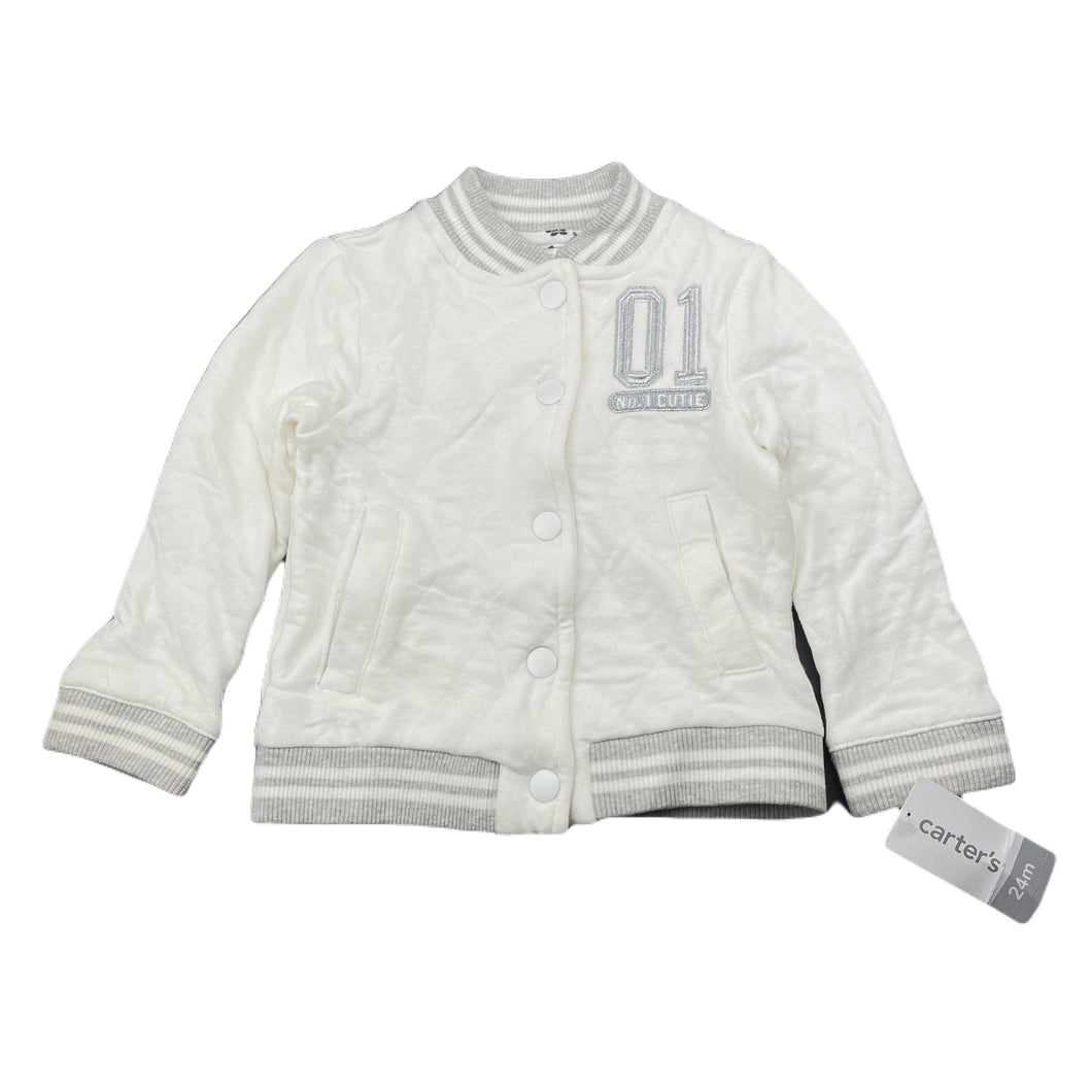 unisex Carters, lightly quilted varsity style sweater, NEW, size 2,  