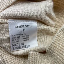 Load image into Gallery viewer, Girls Emerson, metallic gold lightweight knit cardigan, EUC, size 2,  