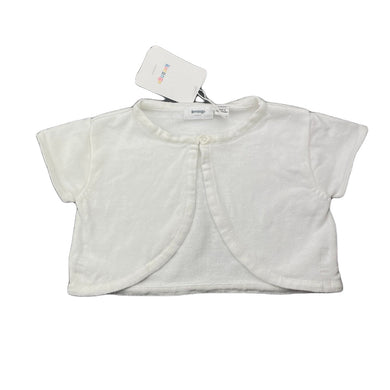 Girls Korango, white cotton cropped short sleeve cardigan, NEW, size 3,  