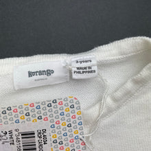 Load image into Gallery viewer, Girls Korango, white cotton cropped short sleeve cardigan, NEW, size 3,  