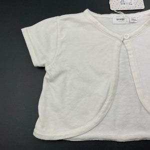 Girls Korango, white cotton cropped short sleeve cardigan, NEW, size 5,  