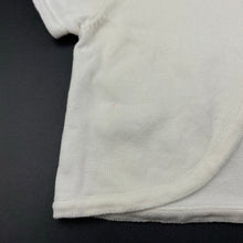 Load image into Gallery viewer, Girls Korango, white cotton cropped short sleeve cardigan, small pink mark, FUC, size 6,  