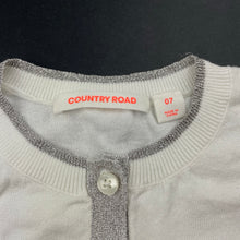 Load image into Gallery viewer, Girls Country Road, white &amp; silver lightweight knit cardigan, FUC, size 7,  