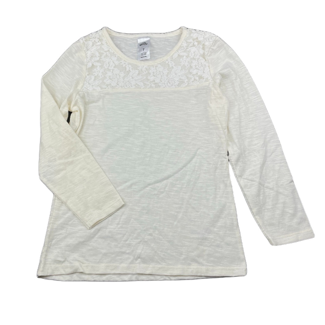 Girls Miss Understood, cream long sleeve top, lace detail, EUC, size 7,  