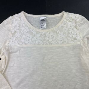 Girls Miss Understood, cream long sleeve top, lace detail, EUC, size 7,  