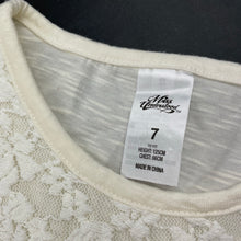Load image into Gallery viewer, Girls Miss Understood, cream long sleeve top, lace detail, EUC, size 7,  