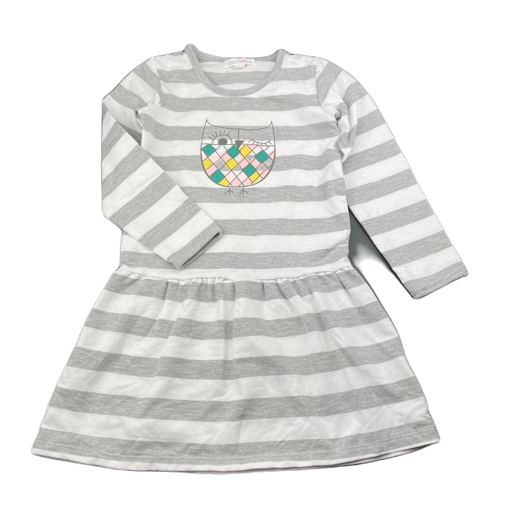Girls Charlie & Me, striped casual long sleeve dress, FUC, size 5, L: 56cm