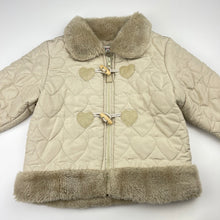 Load image into Gallery viewer, Girls PEPE MOON, faux fur trim quilted jacket &amp; skirt, EUC, size 2-3,  