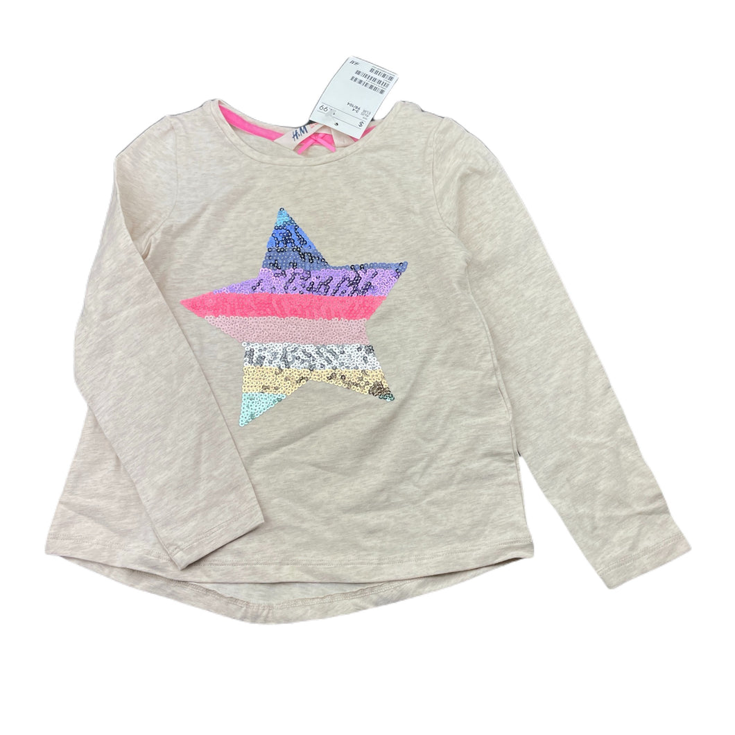 Girls H&M, stretchy long sleeve top, sequin star, NEW, size 3-4,  