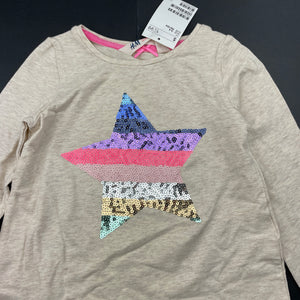 Girls H&M, stretchy long sleeve top, sequin star, NEW, size 3-4,  