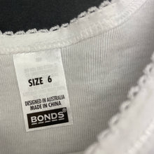 Load image into Gallery viewer, Girls Bonds, soft feel white cotton singlet top, EUC, size 6,  