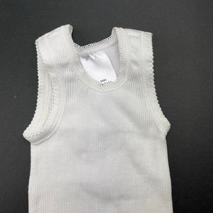unisex Target, white ribbed cotton singlet top, EUC, size 0000,  
