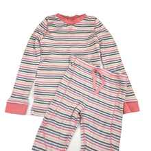 Load image into Gallery viewer, Girls Petite Papinelle, striped waffle pyjama top &amp; bottoms, GUC, size 6,  