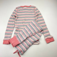 Load image into Gallery viewer, Girls Petite Papinelle, striped waffle pyjama top &amp; bottoms, GUC, size 6,  