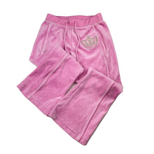 Load image into Gallery viewer, Girls Kids Stuff, embroidered pink velour pants, elasticated, Inside leg: 41cm, GUC, size 4,  