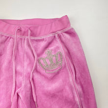 Load image into Gallery viewer, Girls Kids Stuff, embroidered pink velour pants, elasticated, Inside leg: 41cm, GUC, size 4,  
