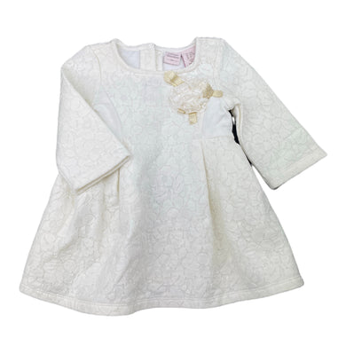 Girls Catherine Malandrino, cream floral lace long sleeve dress, light mark chest, FUC, size 2, L: 39cm