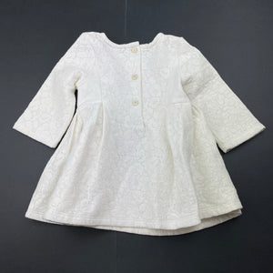 Girls Catherine Malandrino, cream floral lace long sleeve dress, light mark chest, FUC, size 2, L: 39cm
