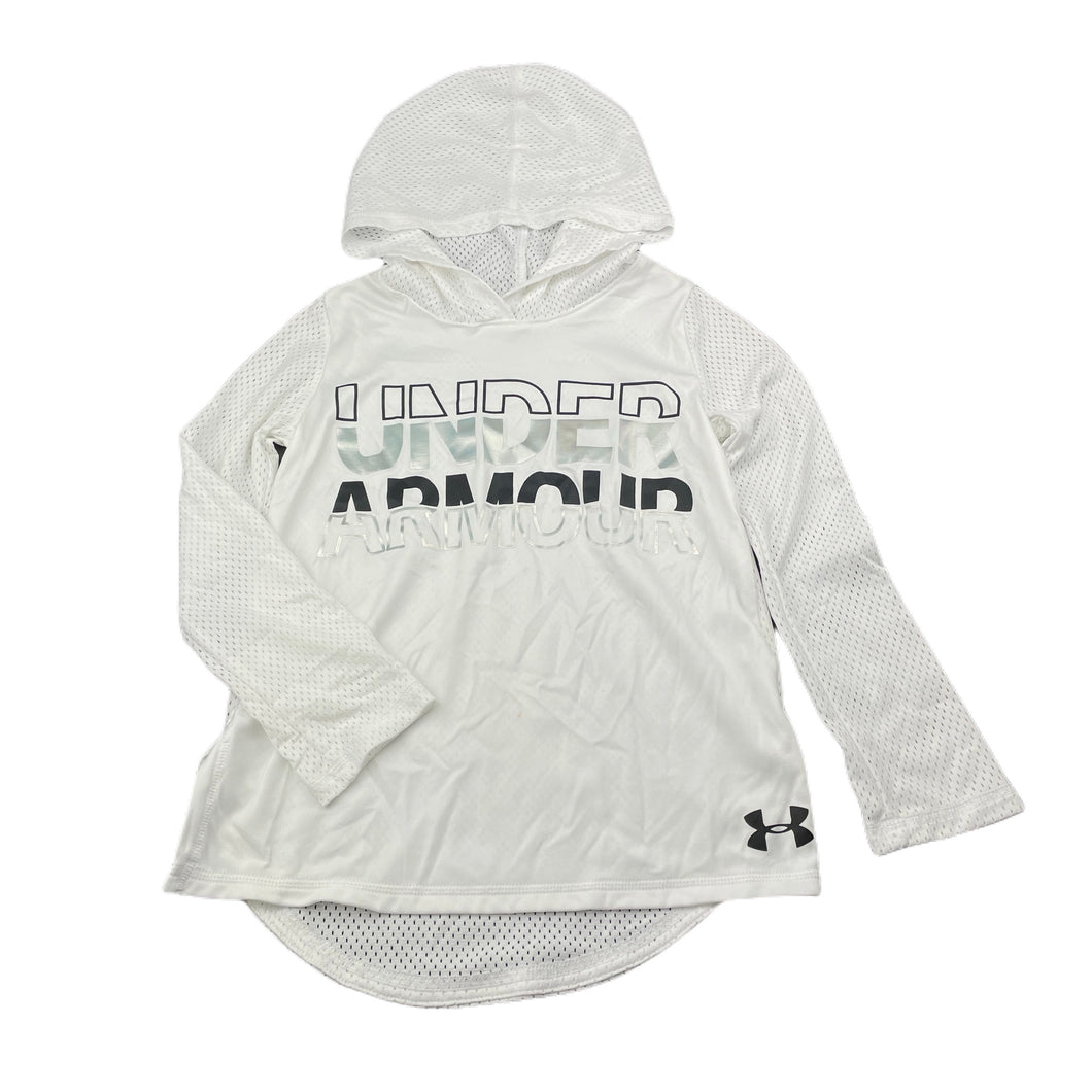 Girls Under Armour, lightweight long sleeve hooded top, FUC, size 6-7,  