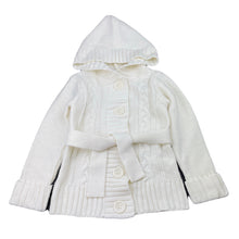 Load image into Gallery viewer, Girls H&amp;T, cream cable knit hooded cardigan / sweater, EUC, size 4,  