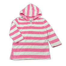 Load image into Gallery viewer, Girls Pottery Barn, striped hooded terry beach cover top, marks front, FUC, size 2-3,  