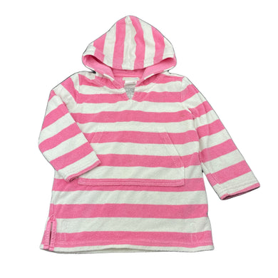 Girls Pottery Barn, striped hooded terry beach cover top, marks front, FUC, size 2-3,  