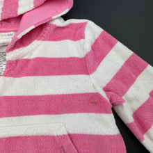 Load image into Gallery viewer, Girls Pottery Barn, striped hooded terry beach cover top, marks front, FUC, size 2-3,  