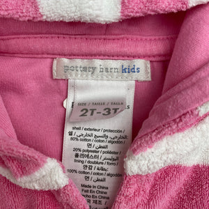 Girls Pottery Barn, striped hooded terry beach cover top, marks front, FUC, size 2-3,  