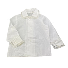 Load image into Gallery viewer, Girls Mr Wolf, vintage lightweight lace trim blouse / shirt, FUC, size 1,  