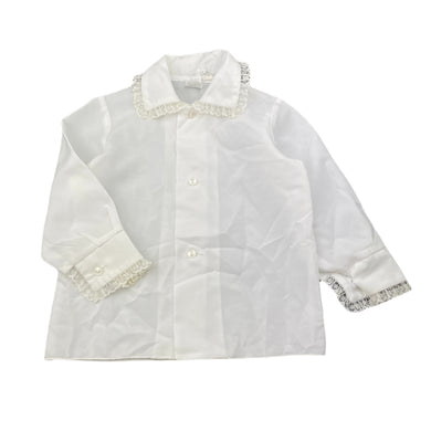 Girls Mr Wolf, vintage lightweight lace trim blouse / shirt, FUC, size 1,  