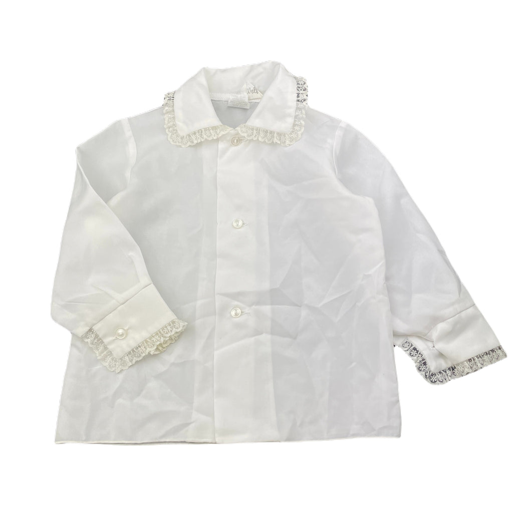 Girls Mr Wolf, vintage lightweight lace trim blouse / shirt, FUC, size 1,  
