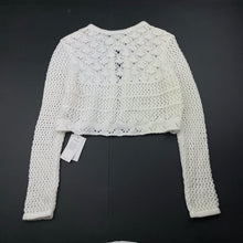Load image into Gallery viewer, Girls St Bernard, white crochet cardigan, NEW, size 8-9,  