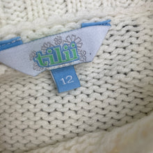 Load image into Gallery viewer, Girls Tilii, cream &amp; rose gold knit sweater / jumper, EUC, size 12,  